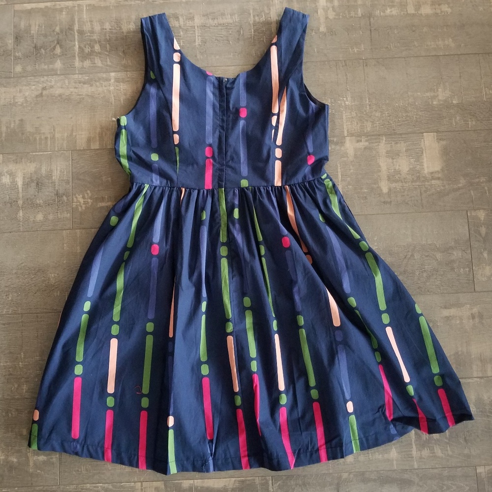 Modcloth Optimistic Effect Navy Stripes Dress - Picture 2 of 8